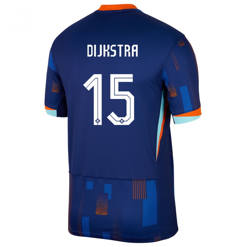 Niño Camiseta Países Bajos Caitlin Dijkstra #15 Azul 2ª Equipación 24-26 La Camisa Chile