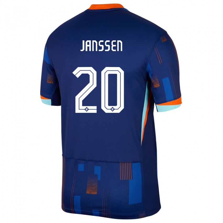 Niño Camiseta Países Bajos Dominique Janssen #20 Azul 2ª Equipación 24-26 La Camisa Chile