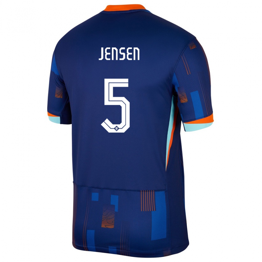 Niño Camiseta Países Bajos Koen Jensen #5 Azul 2ª Equipación 24-26 La Camisa Chile