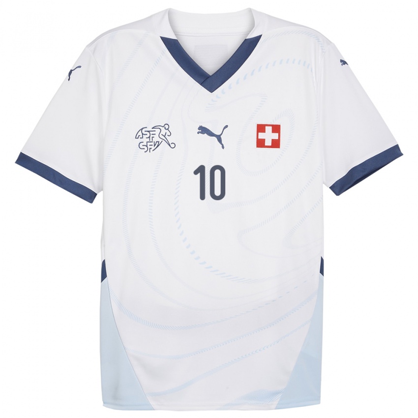 Niño Camiseta Suiza Granit Xhaka #10 Blanco 2ª Equipación 24-26 La Camisa Chile