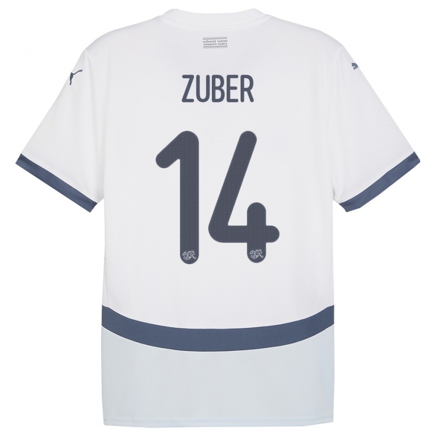 Niño Camiseta Suiza Steven Zuber #14 Blanco 2ª Equipación 24-26 La Camisa Chile