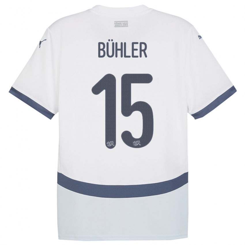 Niño Camiseta Suiza Luana Buhler #15 Blanco 2ª Equipación 24-26 La Camisa Chile