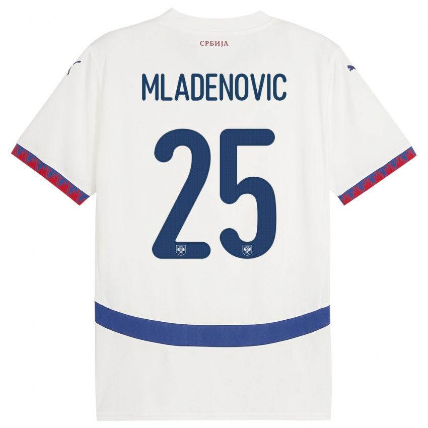 Niño Camiseta Serbia Filip Mladenovic #25 Blanco 2ª Equipación 24-26 La Camisa Chile