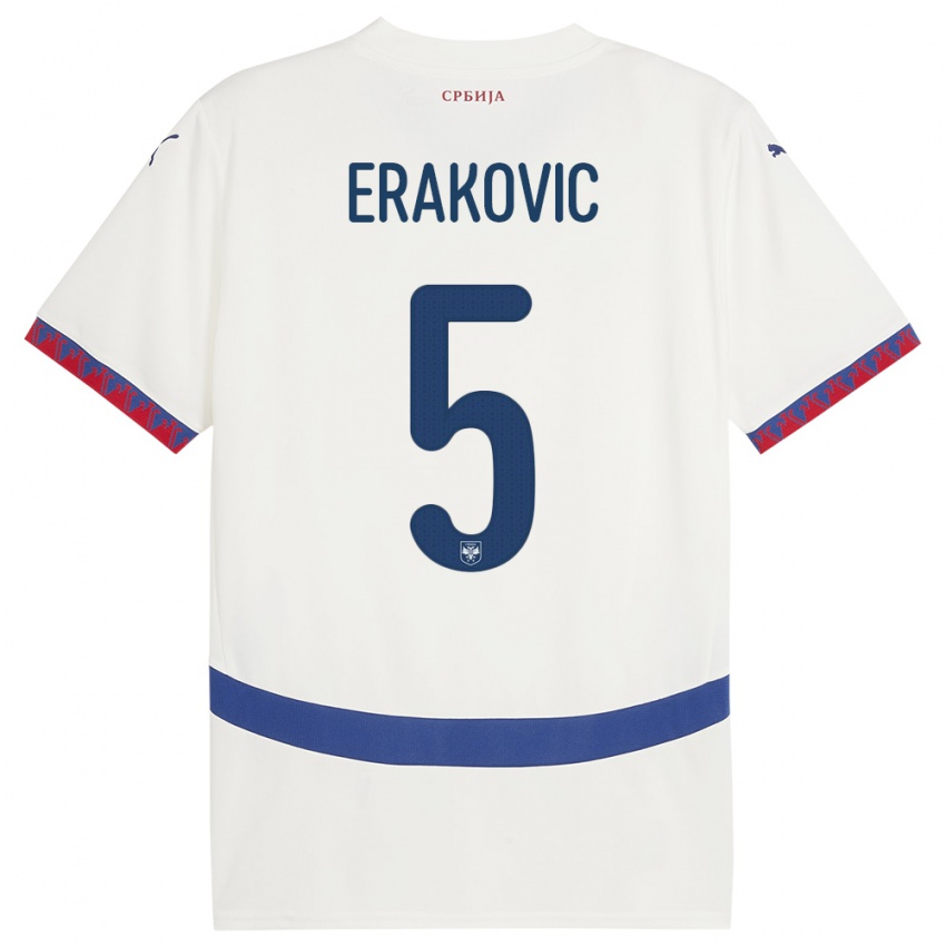 Niño Camiseta Serbia Strahinja Erakovic #5 Blanco 2ª Equipación 24-26 La Camisa Chile