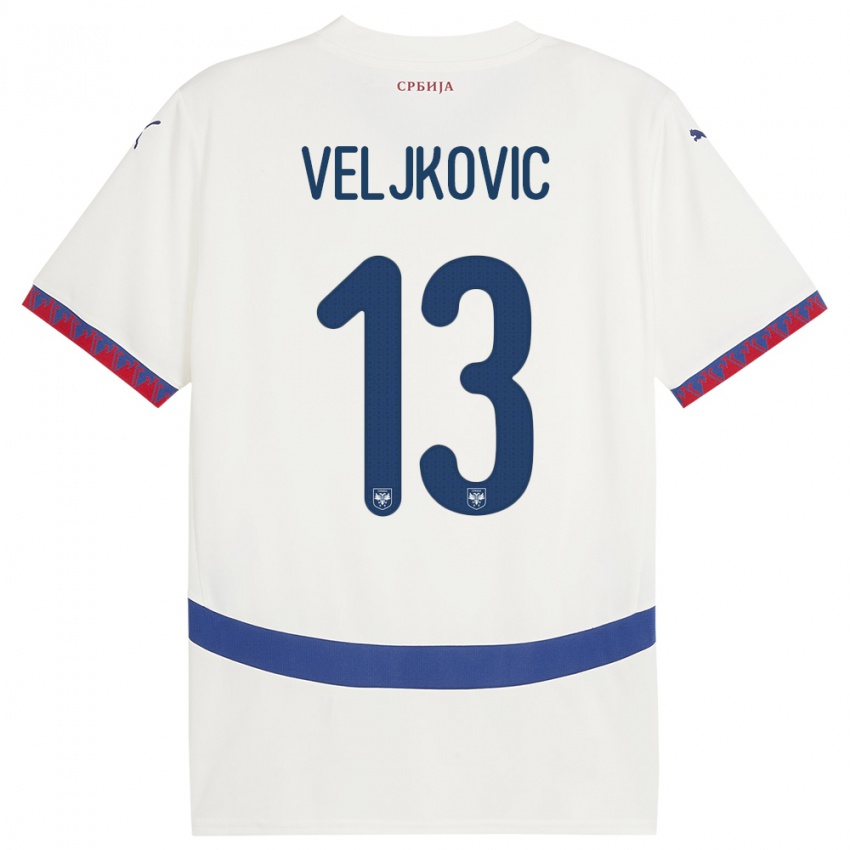 Niño Camiseta Serbia Milos Veljkovic #13 Blanco 2ª Equipación 24-26 La Camisa Chile