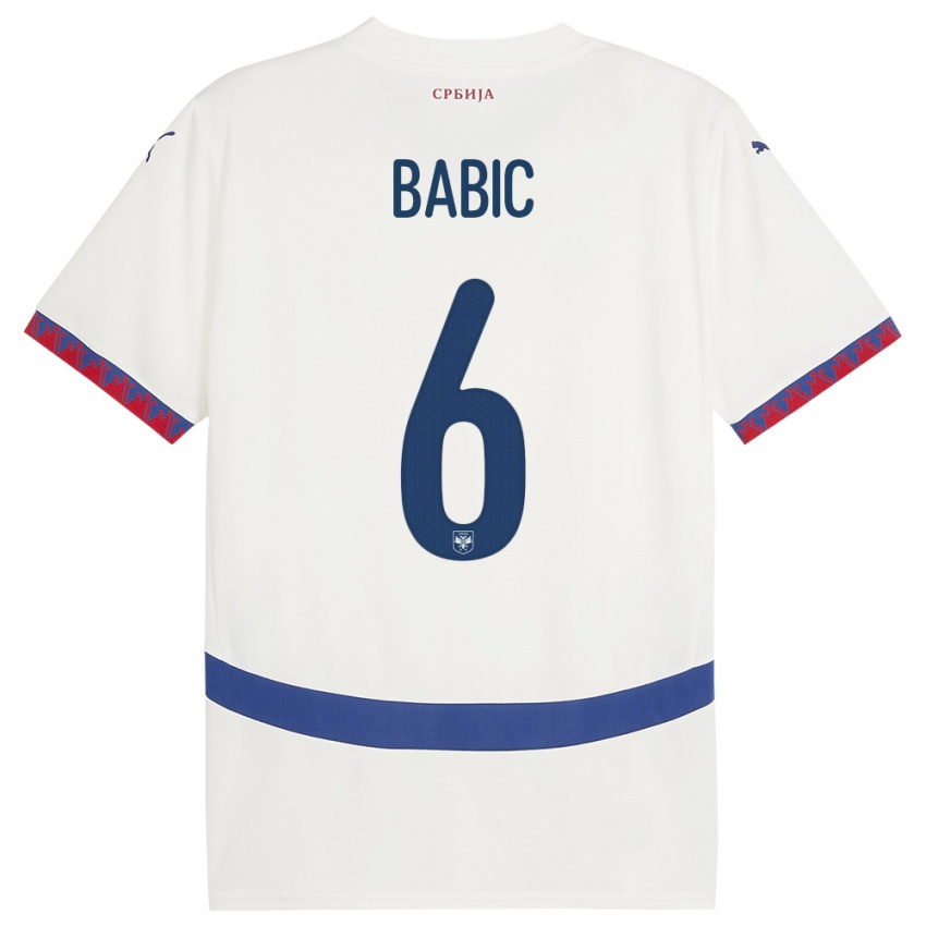 Niño Camiseta Serbia Srdjan Babic #6 Blanco 2ª Equipación 24-26 La Camisa Chile