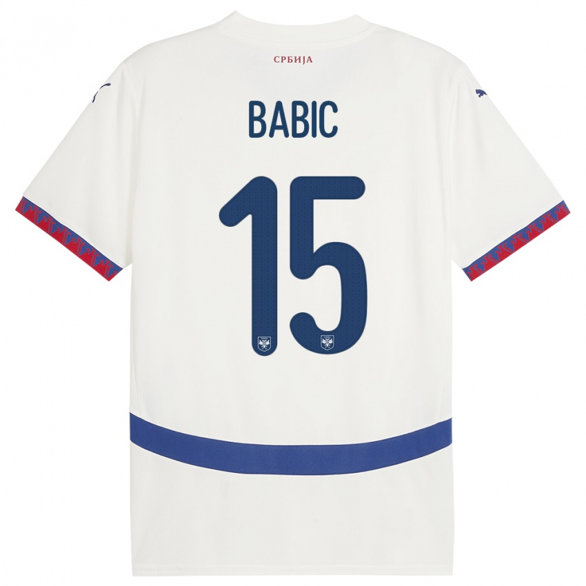 Niño Camiseta Serbia Srdjan Babic #6 Blanco 2ª Equipación 24-26 La Camisa Chile