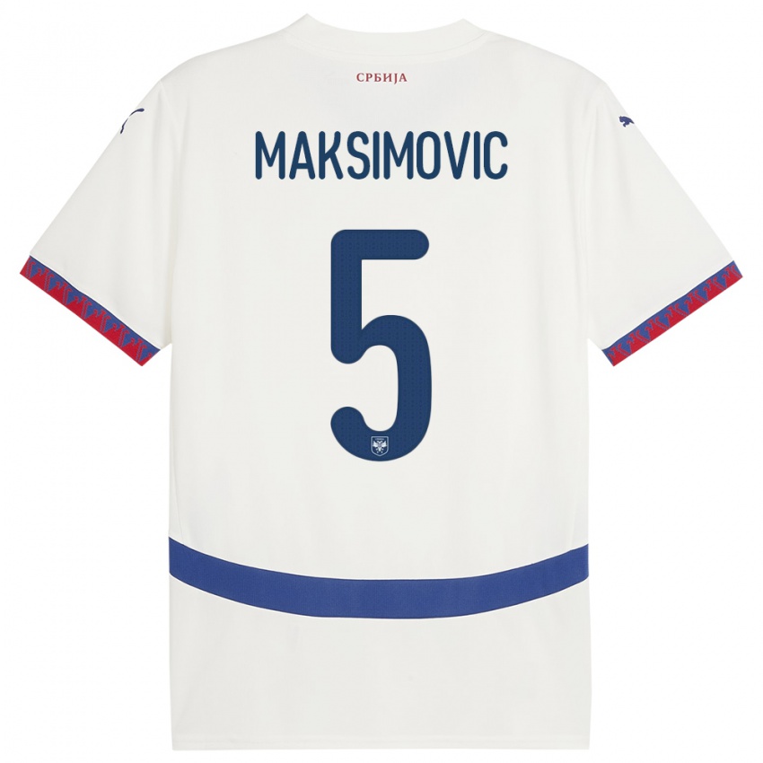 Niño Camiseta Serbia Nemanja Maksimovic #5 Blanco 2ª Equipación 24-26 La Camisa Chile