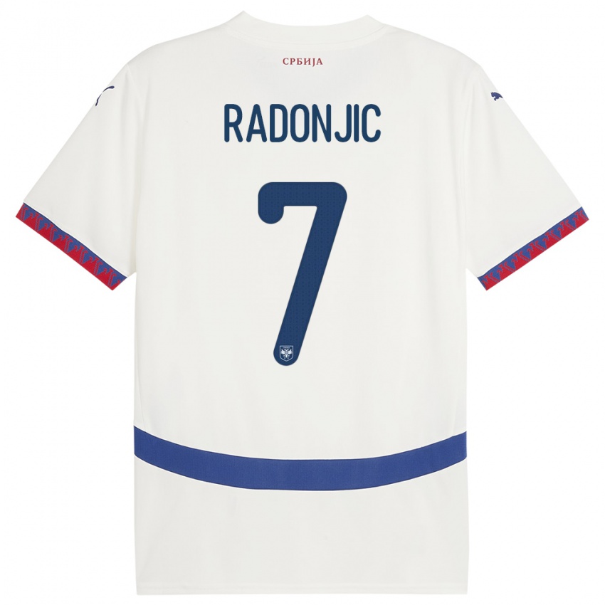 Niño Camiseta Serbia Nemanja Radonjic #7 Blanco 2ª Equipación 24-26 La Camisa Chile