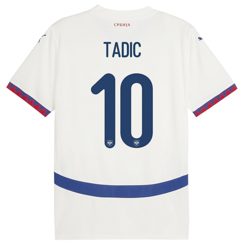 Niño Camiseta Serbia Dusan Tadic #10 Blanco 2ª Equipación 24-26 La Camisa Chile