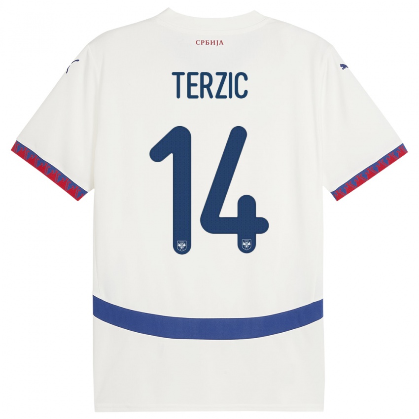 Niño Camiseta Serbia Aleksa Terzic #14 Blanco 2ª Equipación 24-26 La Camisa Chile