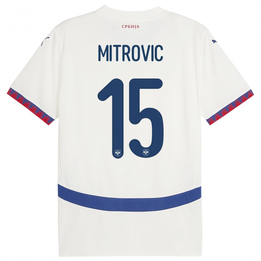 Niño Camiseta Serbia Stefan Mitrovic #15 Blanco 2ª Equipación 24-26 La Camisa Chile