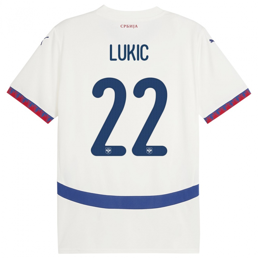 Niño Camiseta Serbia Sasa Lukic #22 Blanco 2ª Equipación 24-26 La Camisa Chile