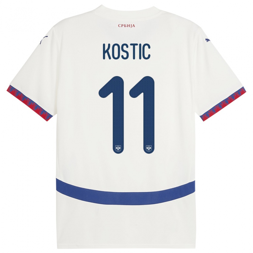 Niño Camiseta Serbia Filip Kostic #11 Blanco 2ª Equipación 24-26 La Camisa Chile