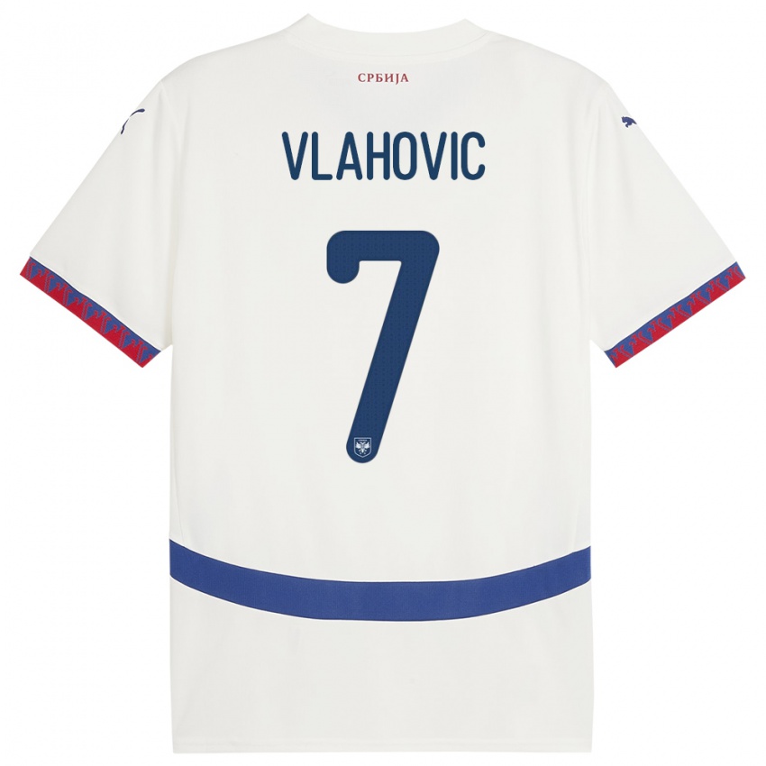 Niño Camiseta Serbia Dusan Vlahovic #7 Blanco 2ª Equipación 24-26 La Camisa Chile