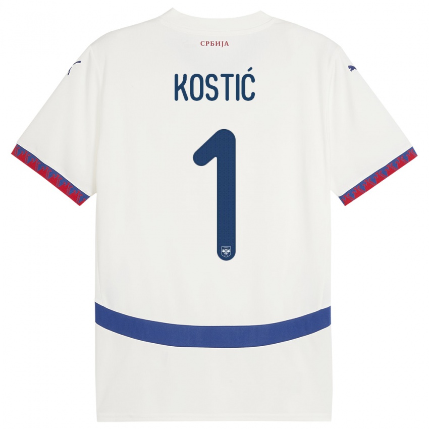 Niño Camiseta Serbia Milica Kostic #1 Blanco 2ª Equipación 24-26 La Camisa Chile