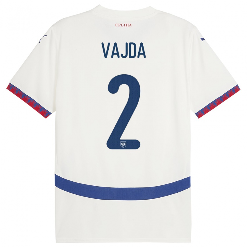 Niño Camiseta Serbia Orsoja Vajda #2 Blanco 2ª Equipación 24-26 La Camisa Chile