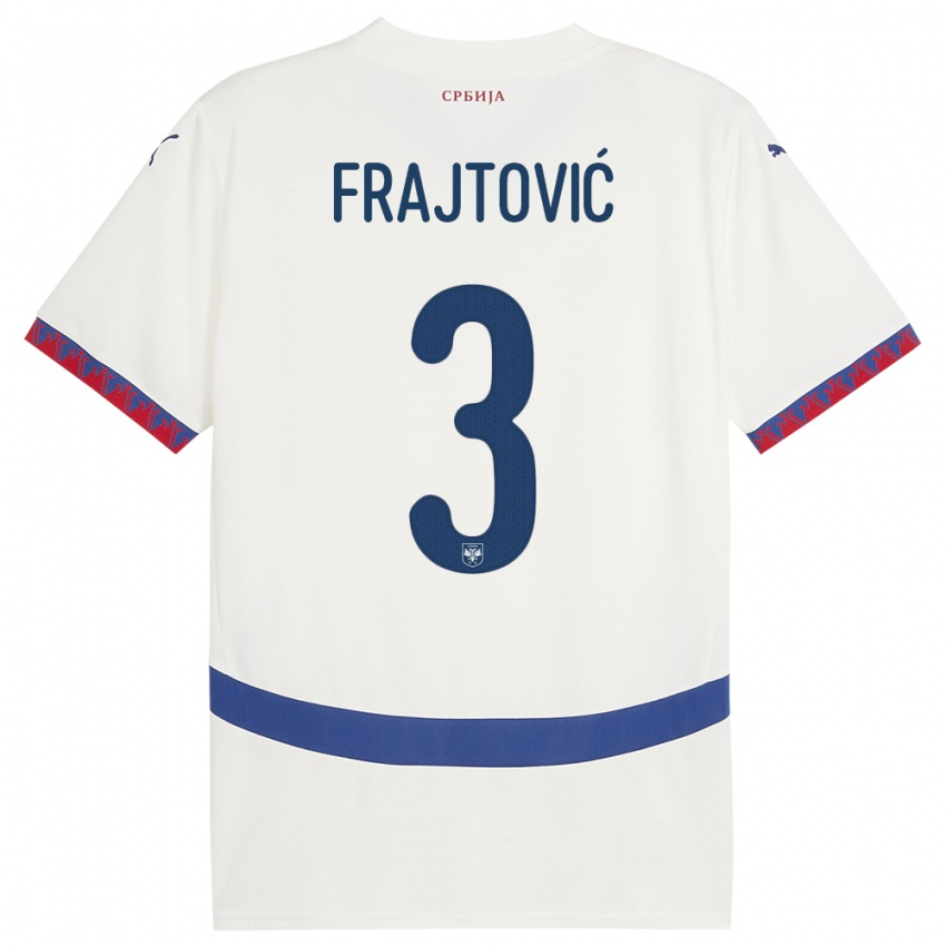 Niño Camiseta Serbia Andela Frajtovic #3 Blanco 2ª Equipación 24-26 La Camisa Chile