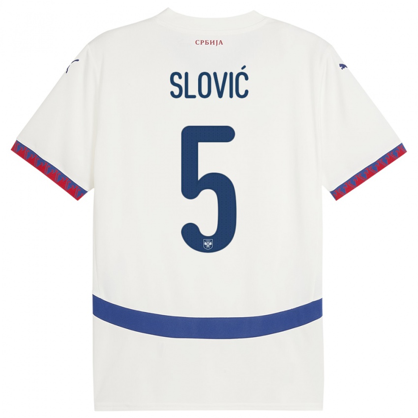 Niño Camiseta Serbia Violeta Slovic #5 Blanco 2ª Equipación 24-26 La Camisa Chile