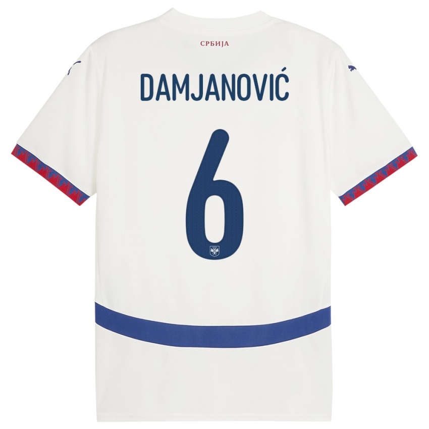 Niño Camiseta Serbia Nevena Damjanovic #6 Blanco 2ª Equipación 24-26 La Camisa Chile