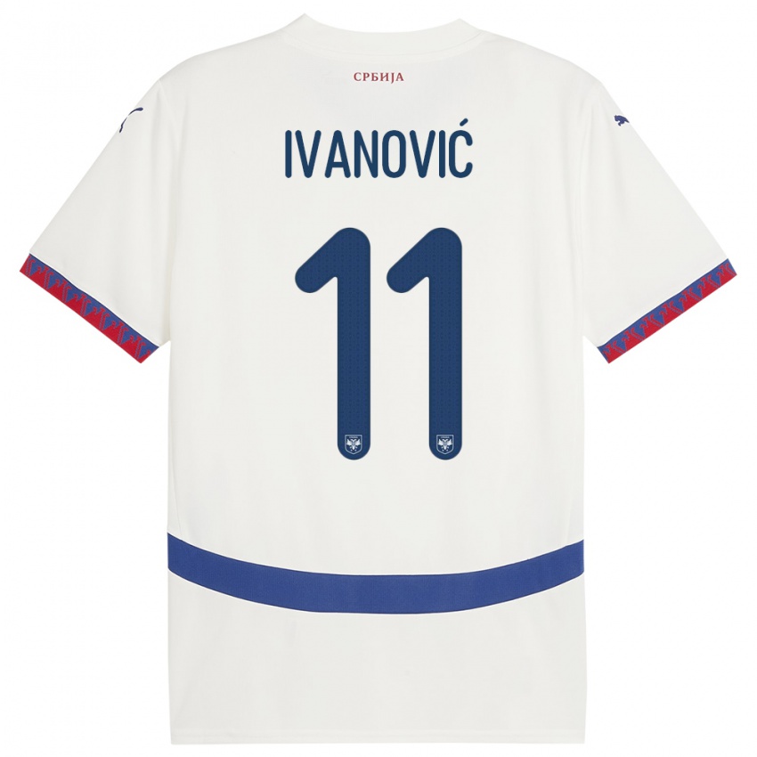 Niño Camiseta Serbia Miljana Ivanovic #11 Blanco 2ª Equipación 24-26 La Camisa Chile