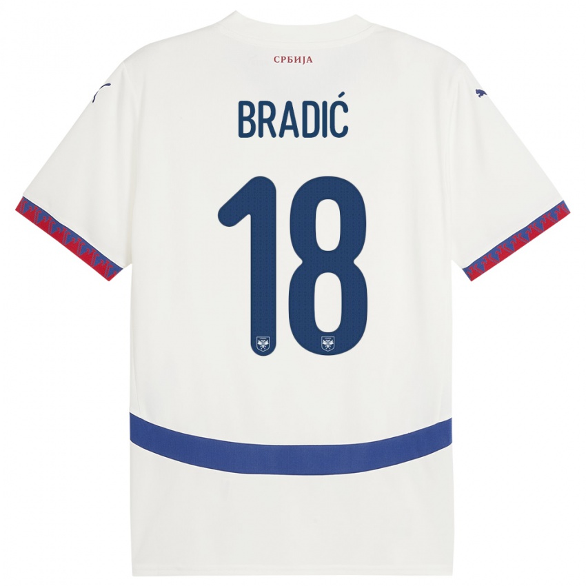 Niño Camiseta Serbia Biljana Bradic #18 Blanco 2ª Equipación 24-26 La Camisa Chile