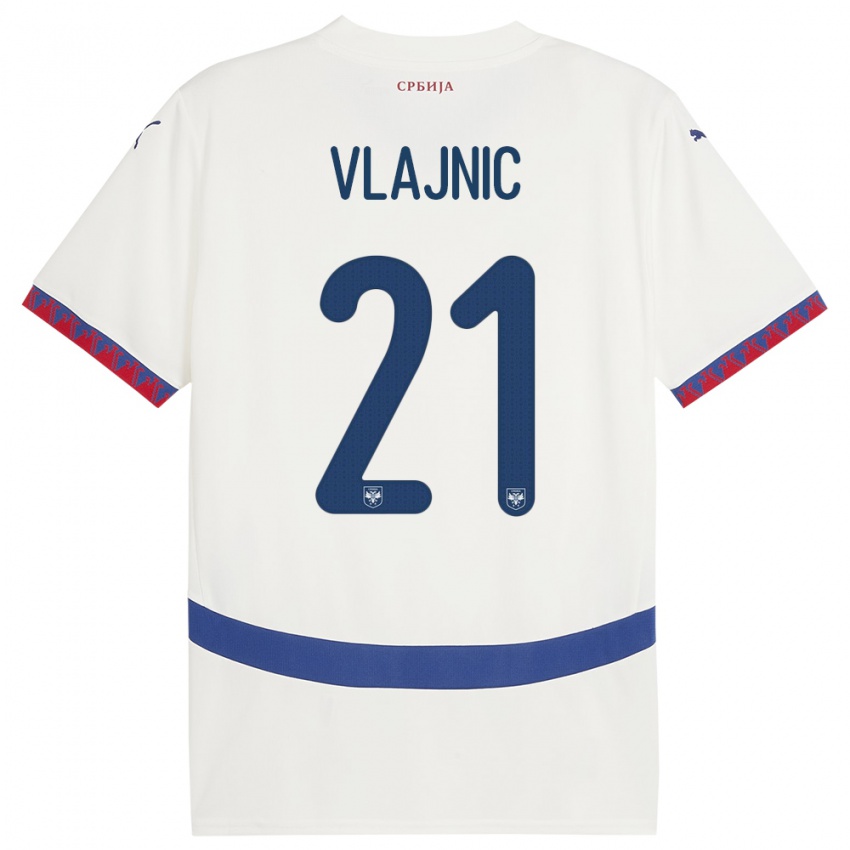 Niño Camiseta Serbia Tyla Jay Vlajnic #21 Blanco 2ª Equipación 24-26 La Camisa Chile