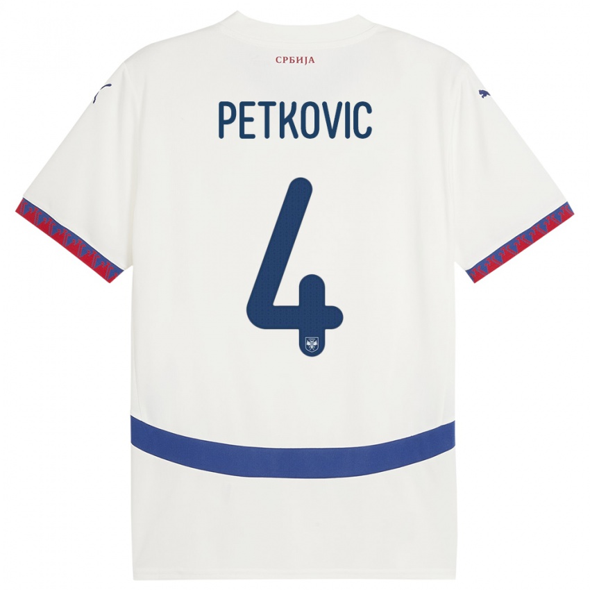 Niño Camiseta Serbia Nikola Petkovic #4 Blanco 2ª Equipación 24-26 La Camisa Chile