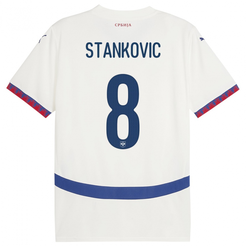 Niño Camiseta Serbia Nikola Stankovic #8 Blanco 2ª Equipación 24-26 La Camisa Chile