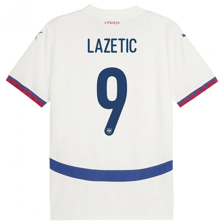 Niño Camiseta Serbia Marko Lazetic #9 Blanco 2ª Equipación 24-26 La Camisa Chile