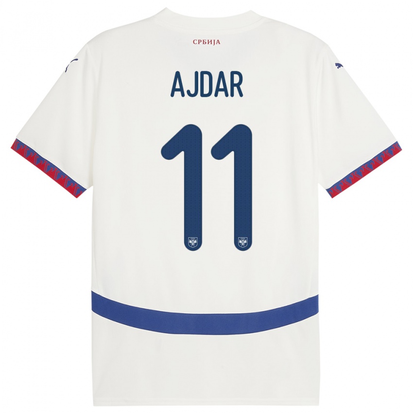 Niño Camiseta Serbia Ognjen Ajdar #11 Blanco 2ª Equipación 24-26 La Camisa Chile