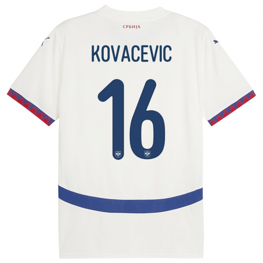 Niño Camiseta Serbia Bojan Kovacevic #16 Blanco 2ª Equipación 24-26 La Camisa Chile