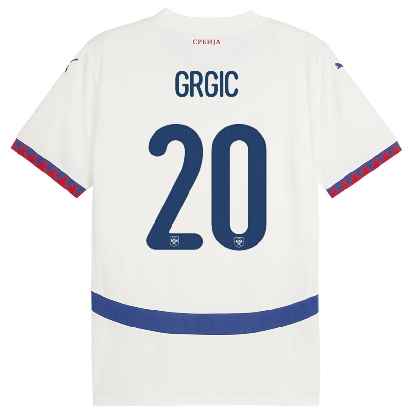 Niño Camiseta Serbia Dario Grgic #20 Blanco 2ª Equipación 24-26 La Camisa Chile