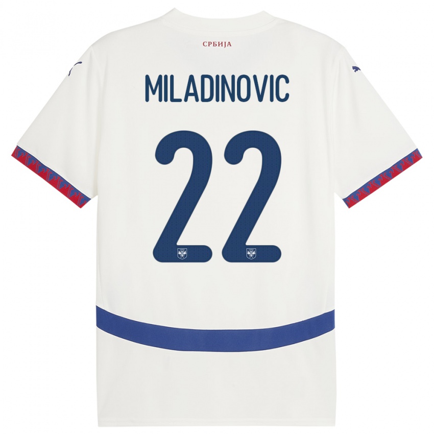 Niño Camiseta Serbia Igor Miladinovic #22 Blanco 2ª Equipación 24-26 La Camisa Chile