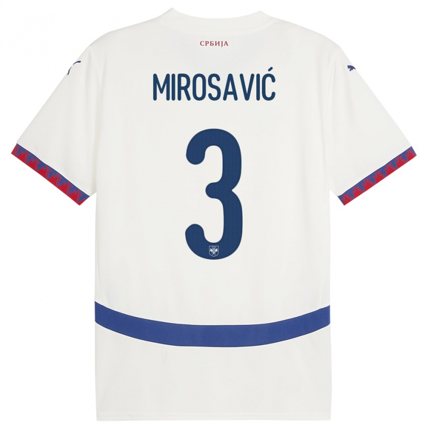 Niño Camiseta Serbia Veljko Mirosavic #3 Blanco 2ª Equipación 24-26 La Camisa Chile