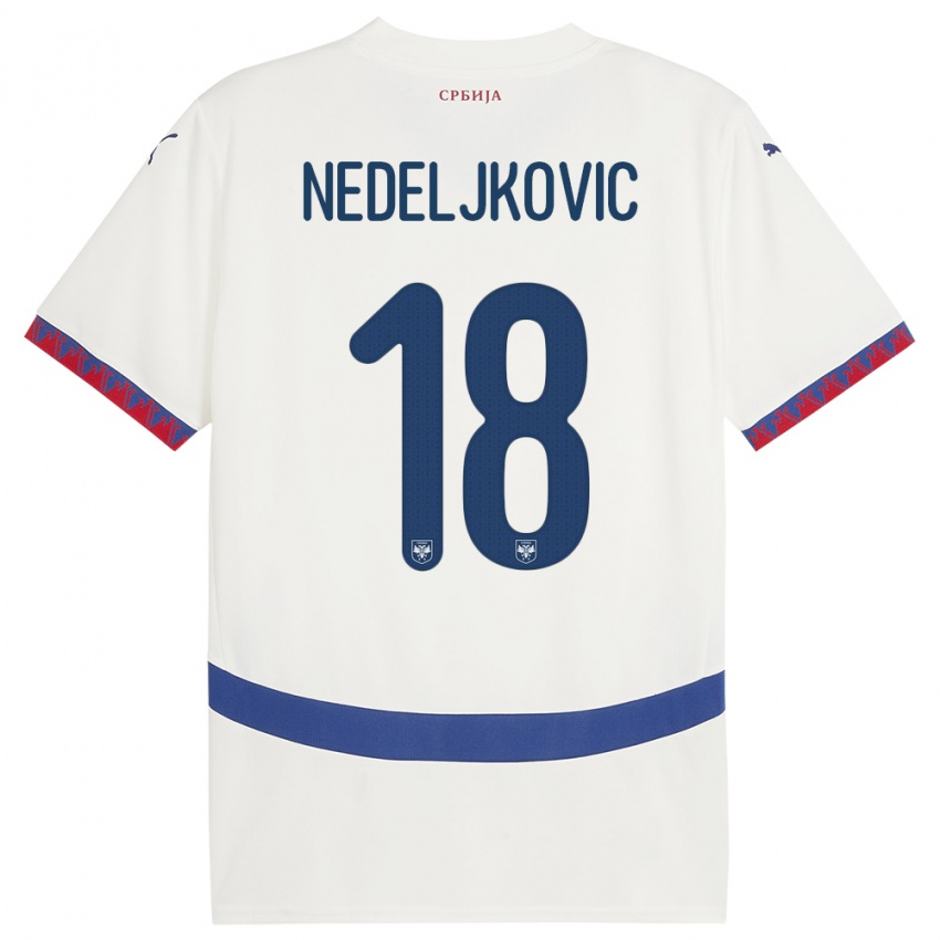 Niño Camiseta Serbia Kosta Nedeljkovic #18 Blanco 2ª Equipación 24-26 La Camisa Chile