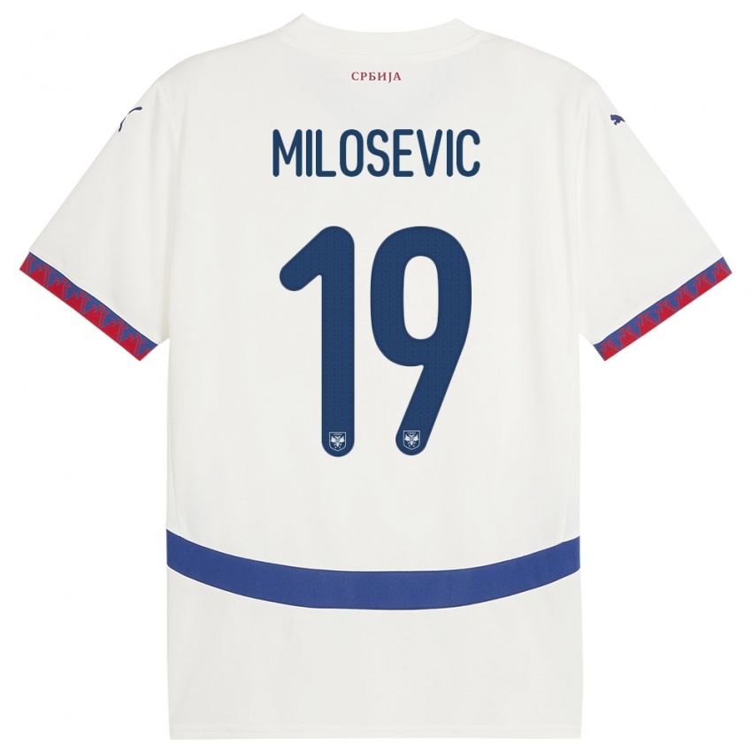 Niño Camiseta Serbia Jovan Milosevic #19 Blanco 2ª Equipación 24-26 La Camisa Chile