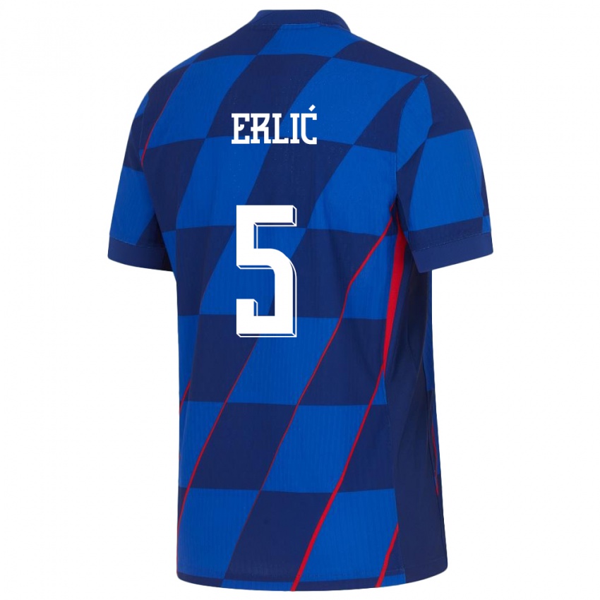 Niño Camiseta Croacia Martin Erlic #5 Azul 2ª Equipación 24-26 La Camisa Chile