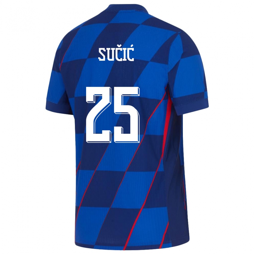 Niño Camiseta Croacia Luka Sucic #25 Azul 2ª Equipación 24-26 La Camisa Chile