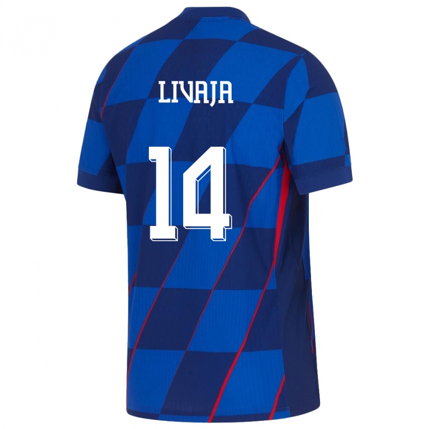 Niño Camiseta Croacia Marko Livaja #14 Azul 2ª Equipación 24-26 La Camisa Chile