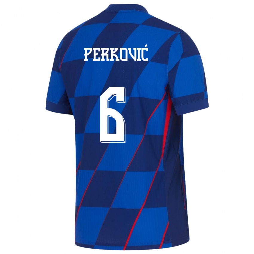 Niño Camiseta Croacia Mauro Perkovic #6 Azul 2ª Equipación 24-26 La Camisa Chile