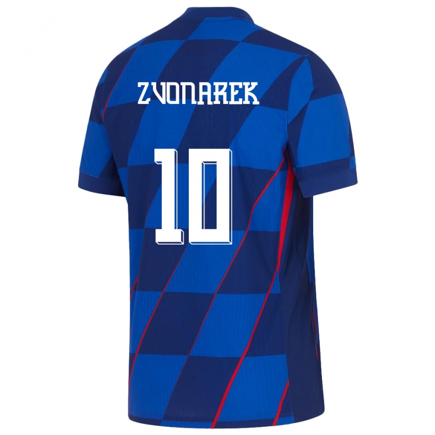 Niño Camiseta Croacia Lovro Zvonarek #10 Azul 2ª Equipación 24-26 La Camisa Chile