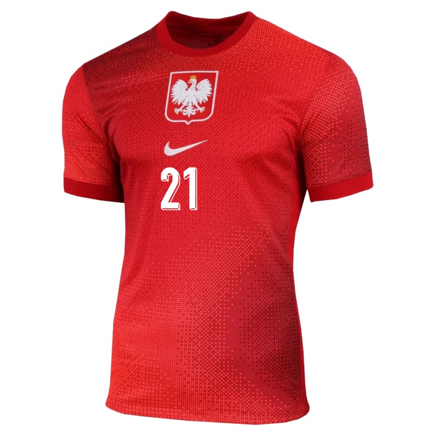 Niño Camiseta Polonia Szymon Kadziolka #21 Rojo 2ª Equipación 24-26 La Camisa Chile