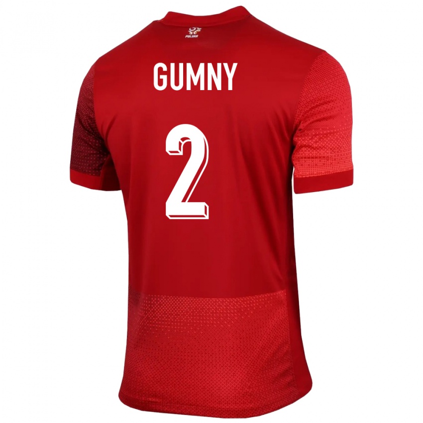 Niño Camiseta Polonia Robert Gumny #2 Rojo 2ª Equipación 24-26 La Camisa Chile