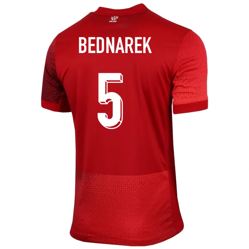 Niño Camiseta Polonia Jan Bednarek #5 Rojo 2ª Equipación 24-26 La Camisa Chile