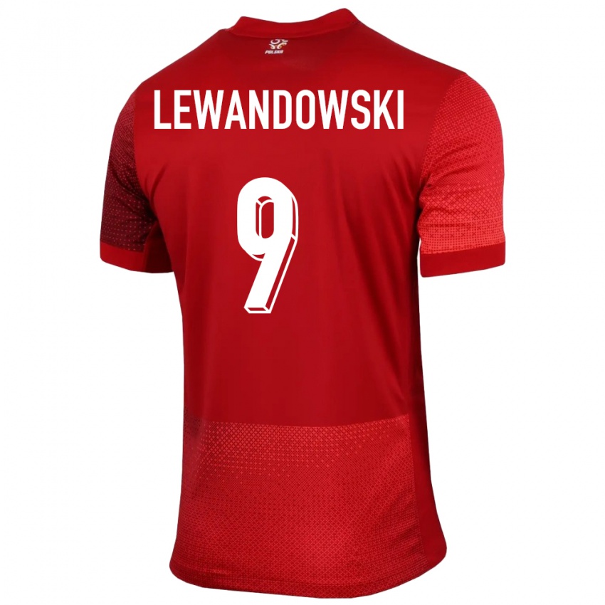 Niño Camiseta Polonia Robert Lewandowski #9 Rojo 2ª Equipación 24-26 La Camisa Chile