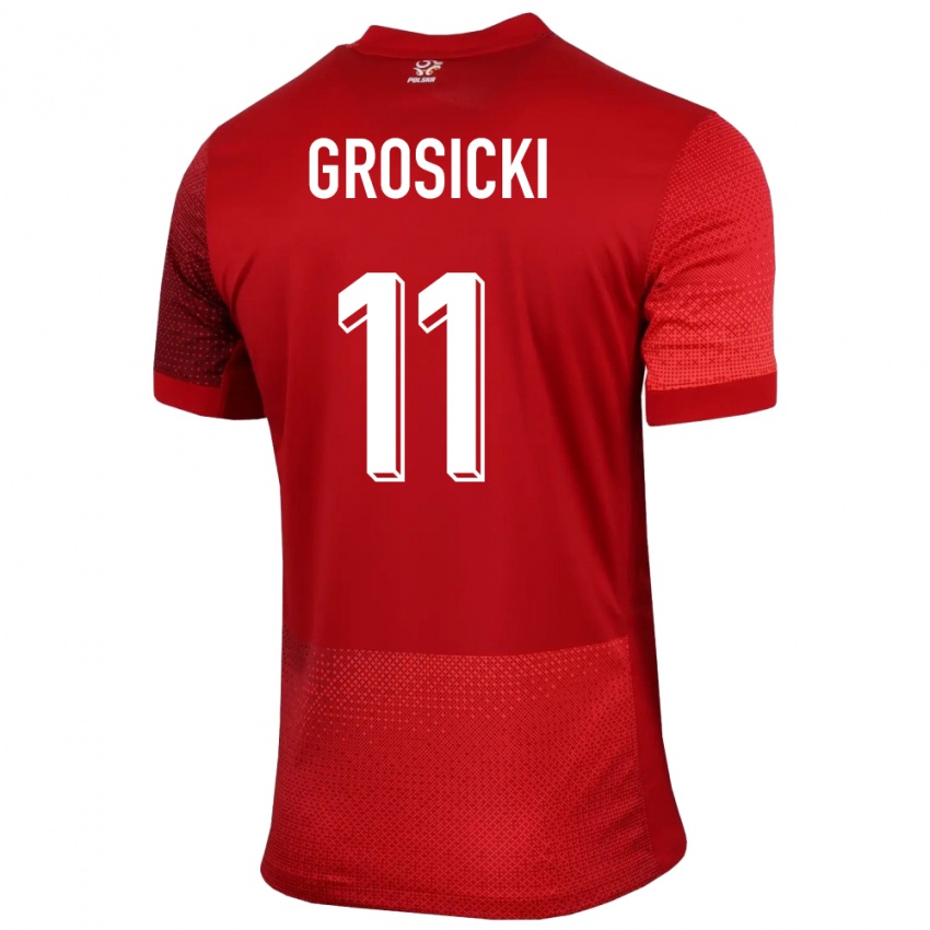 Niño Camiseta Polonia Kamil Grosicki #11 Rojo 2ª Equipación 24-26 La Camisa Chile