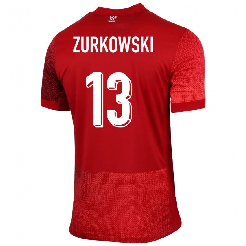 Niño Camiseta Polonia Szymon Zurkowski #13 Rojo 2ª Equipación 24-26 La Camisa Chile