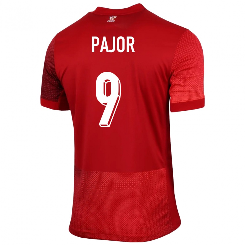 Niño Camiseta Polonia Ewa Pajor #9 Rojo 2ª Equipación 24-26 La Camisa Chile