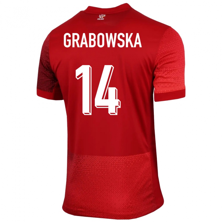 Niño Camiseta Polonia Dominika Grabowska #14 Rojo 2ª Equipación 24-26 La Camisa Chile